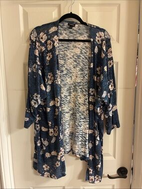 torrid Navy Floral Draped Open Cardigan